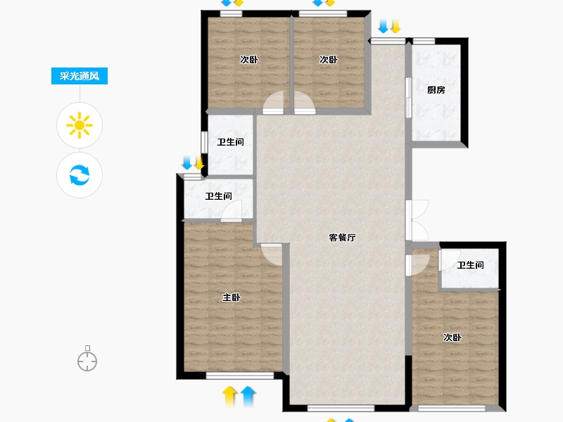 内蒙古自治区-鄂尔多斯市-市城投瑜瑾园-126.11-户型库-采光通风