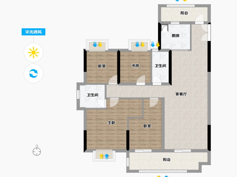 湖北省-黄冈市-中港水岸新城-116.80-户型库-采光通风