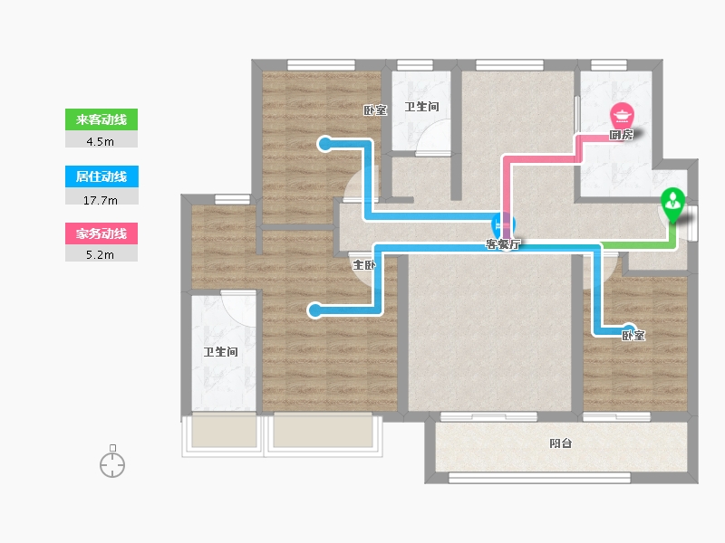 河北省-唐山市-​裕华府-93.00-户型库-动静线