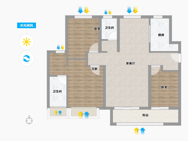 河北省-唐山市-​裕华府-93.00-户型库-采光通风