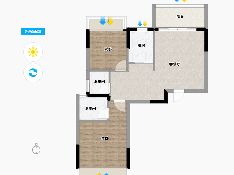 广东省-汕头市-金华豪庭-62.43-户型库-采光通风