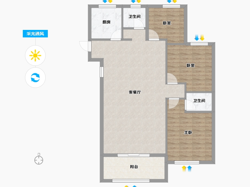 湖北省-黄冈市-翰林学府-95.23-户型库-采光通风