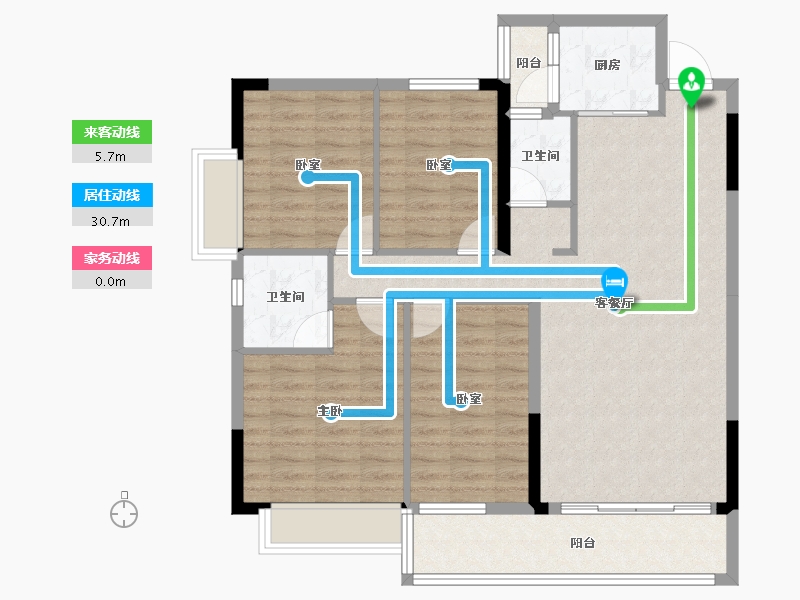 广东省-梅州市-东润华庭-98.47-户型库-动静线