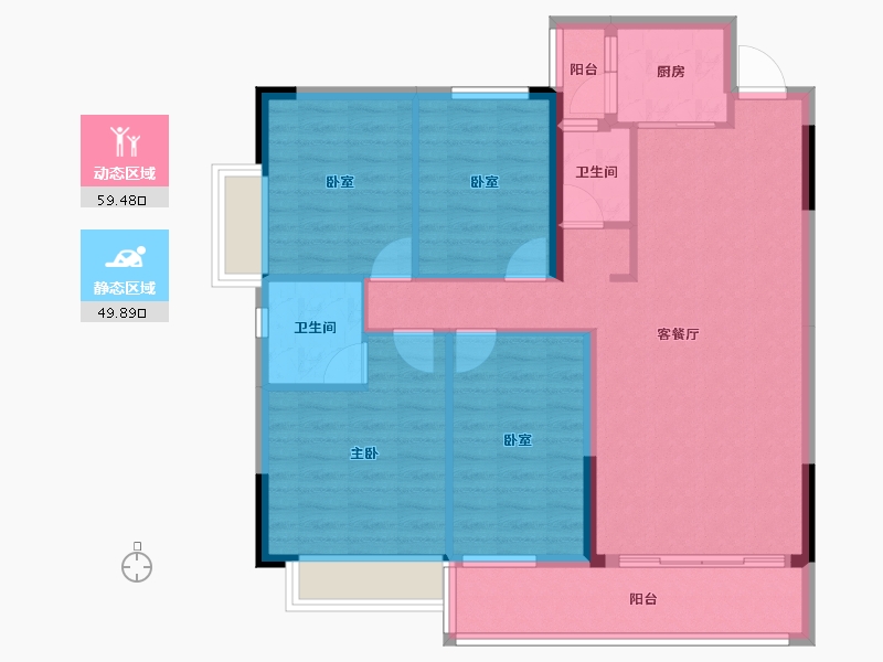 广东省-梅州市-东润华庭-98.47-户型库-动静分区