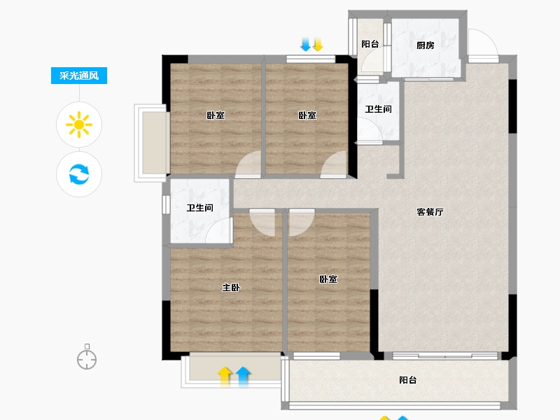 广东省-梅州市-东润华庭-98.47-户型库-采光通风