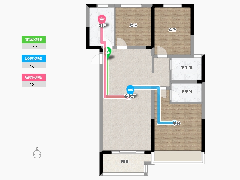 河南省-郑州市-上湖嘉园-88.61-户型库-动静线