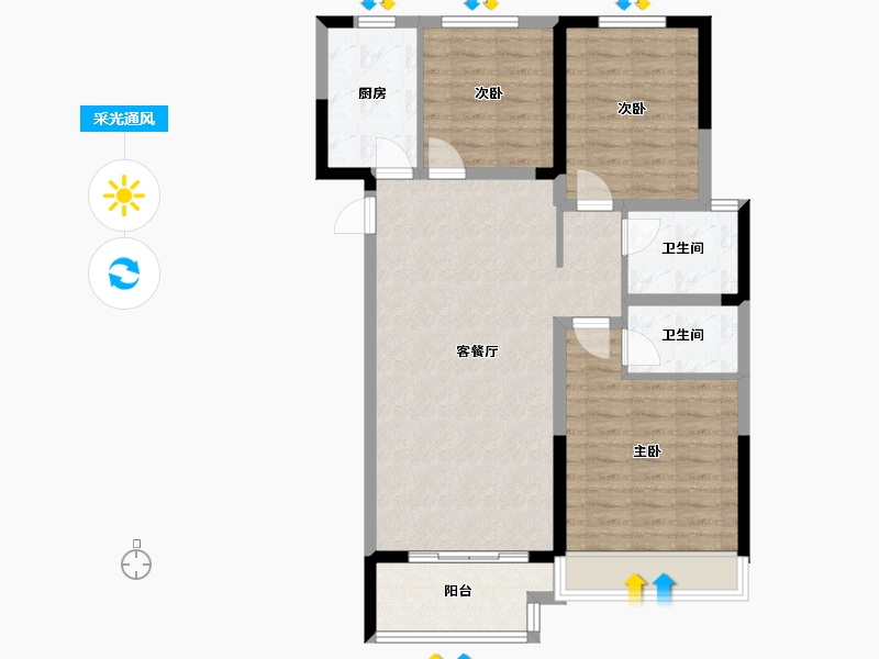 河南省-郑州市-上湖嘉园-88.61-户型库-采光通风