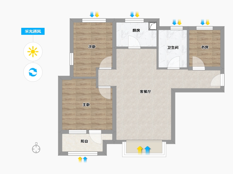 河北省-廊坊市-融创城-59.71-户型库-采光通风