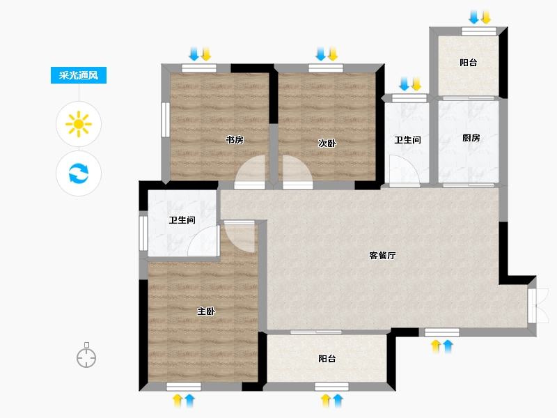 四川省-巴中市-容邦柏润四季城-80.52-户型库-采光通风