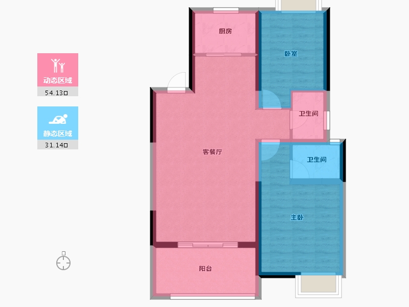 海南省-海口市-卓越盈滨悦府-76.41-户型库-动静分区