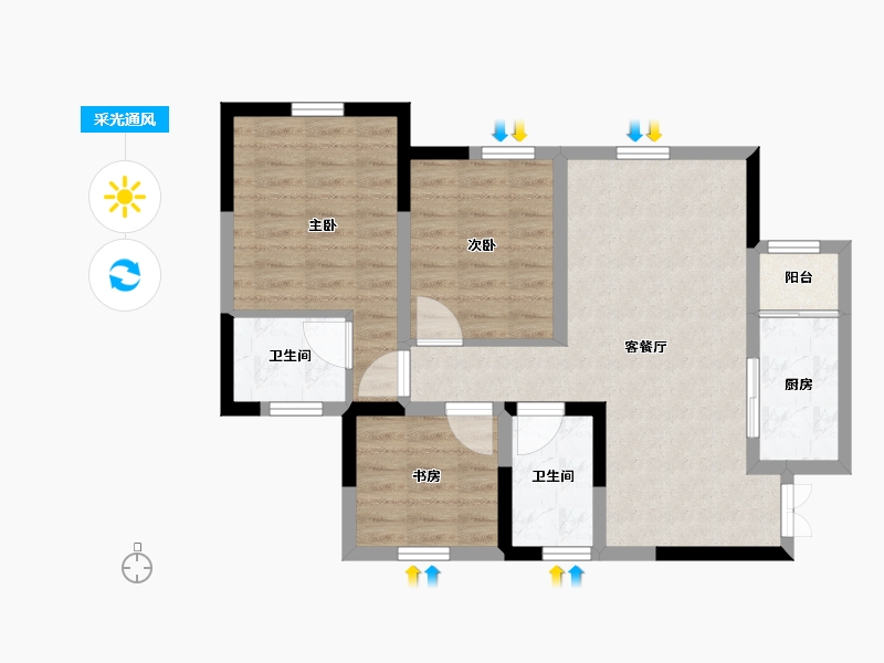 四川省-巴中市-容邦柏润四季城-71.68-户型库-采光通风