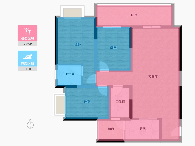 贵州省-遵义市-云鼎华庭-90.09-户型库-动静分区