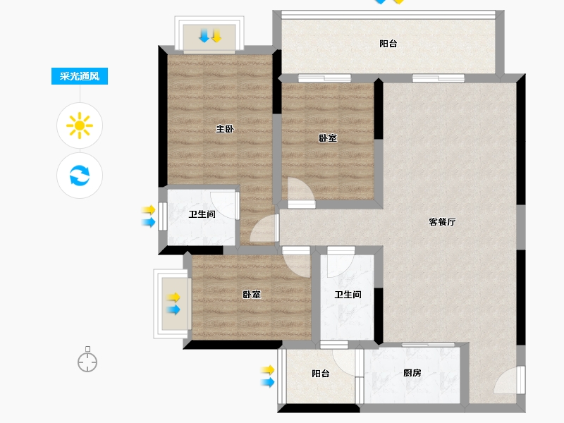 贵州省-遵义市-云鼎华庭-90.09-户型库-采光通风