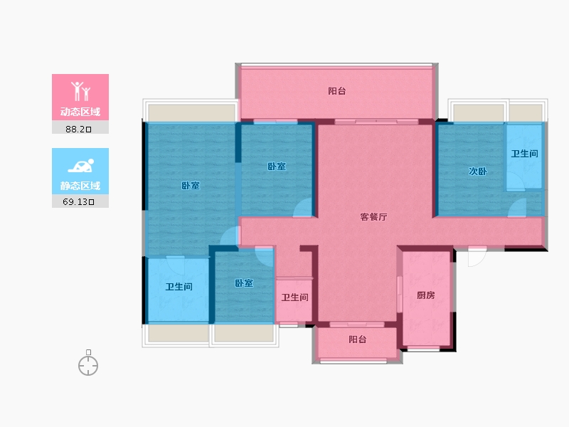 海南省-海口市-碧桂园中央半岛-141.91-户型库-动静分区