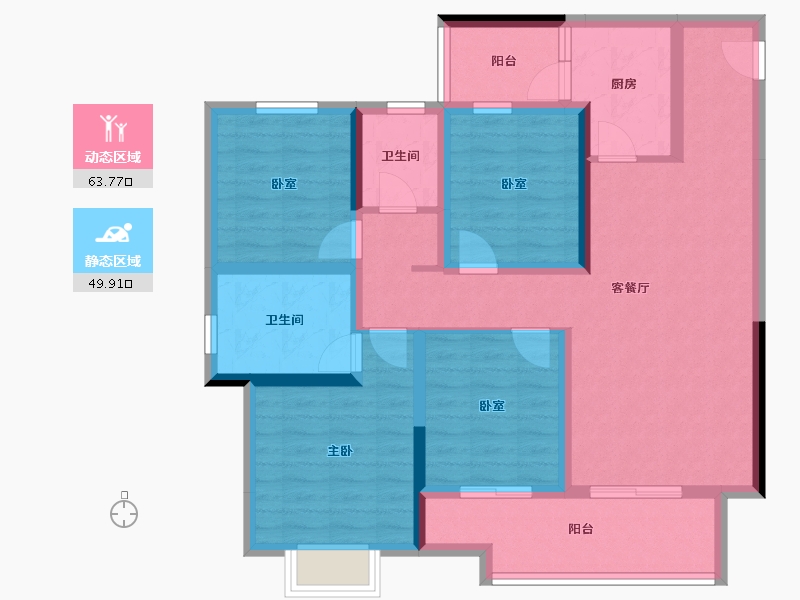 贵州省-遵义市-金科礼悦东方-99.80-户型库-动静分区