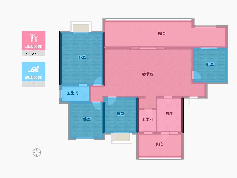 贵州省-遵义市-金科礼悦东方-132.80-户型库-动静分区