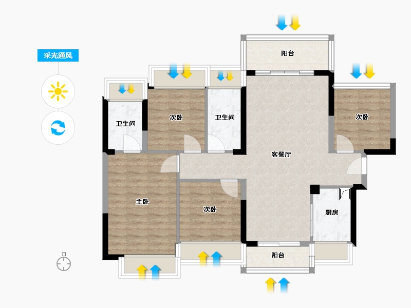 广东省-惠州市-昊翔源壹城中心-95.00-户型库-采光通风