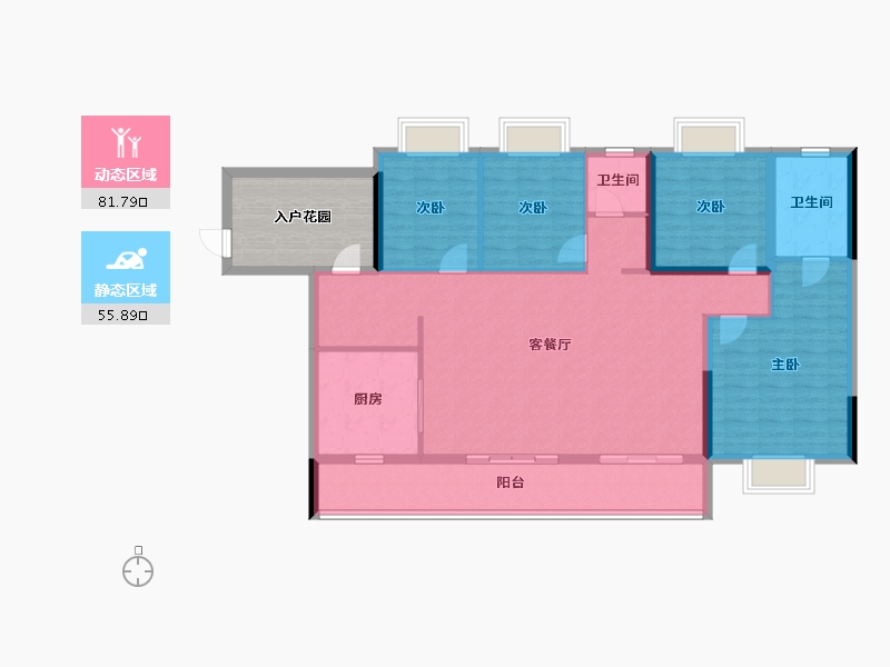 贵州省-遵义市-绿城月映江南-135.20-户型库-动静分区