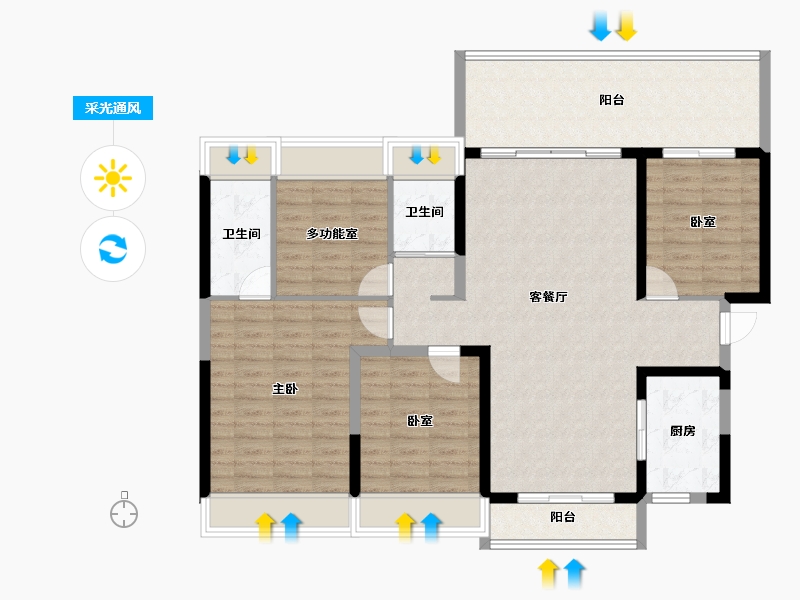 海南省-海口市-碧桂园中央半岛-121.27-户型库-采光通风