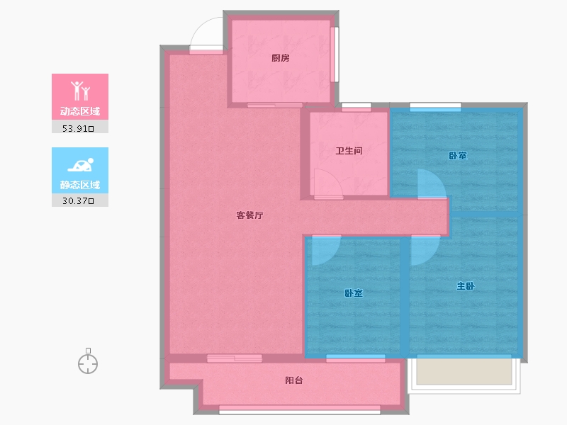 河北省-保定市-碧桂园·玺越-75.29-户型库-动静分区