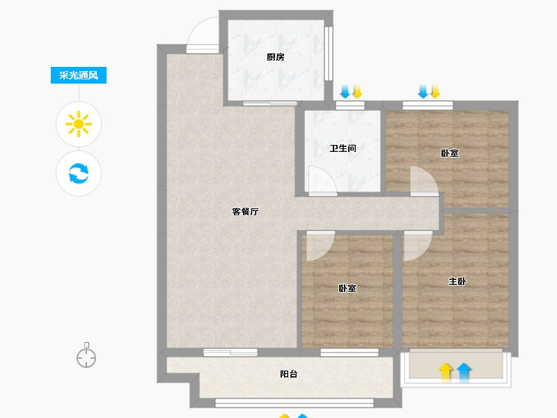 河北省-保定市-碧桂园·玺越-75.29-户型库-采光通风