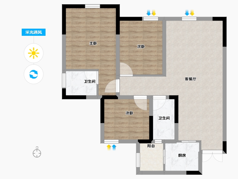 四川省-巴中市-容邦柏润四季城-86.29-户型库-采光通风