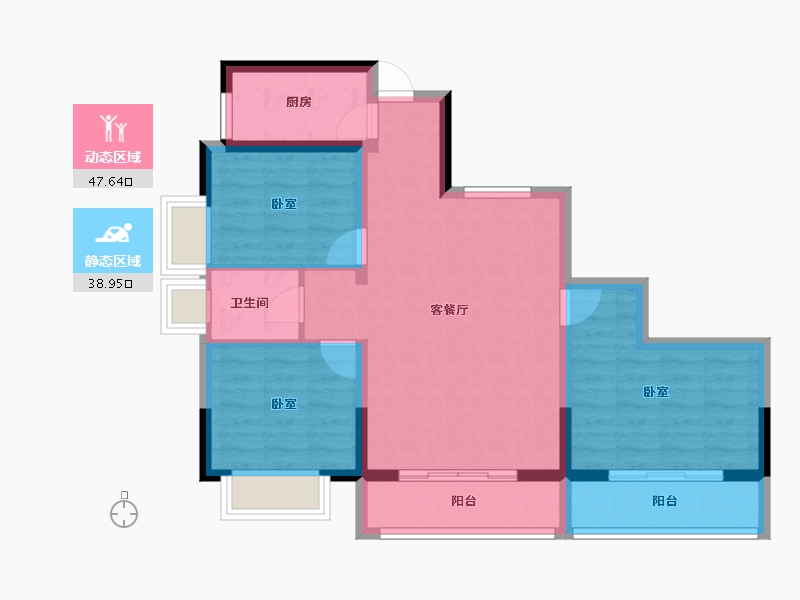 海南省-海口市-景园美麓城-76.95-户型库-动静分区