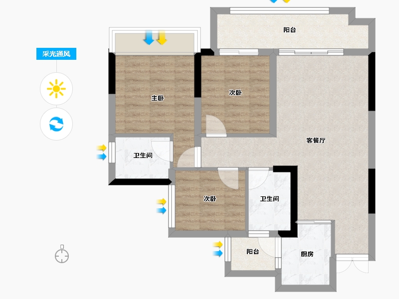 四川省-广安市-加德·爱众江景-74.05-户型库-采光通风