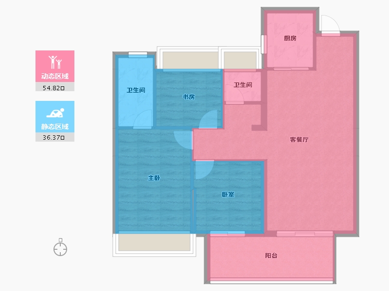 湖北省-黄冈市-书香尚城-82.45-户型库-动静分区