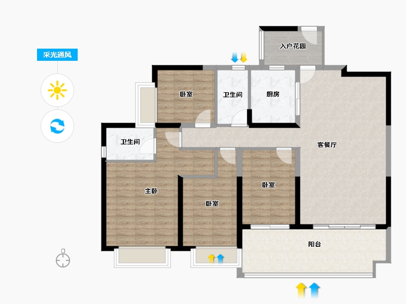 海南省-海口市-碧桂园中央半岛-123.37-户型库-采光通风