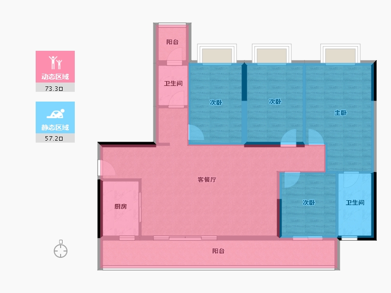 贵州省-遵义市-绿城月映江南-117.84-户型库-动静分区