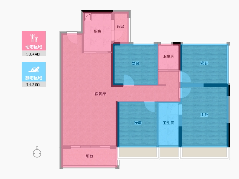 广西壮族自治区-玉林市-陆川碧桂园-102.64-户型库-动静分区