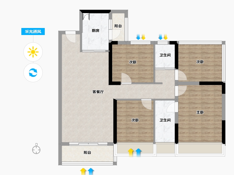 广西壮族自治区-玉林市-陆川碧桂园-102.64-户型库-采光通风