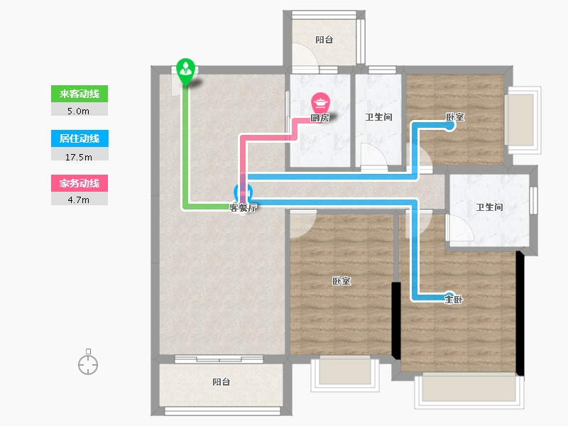 海南省-海口市-海南富力红树湾-90.55-户型库-动静线