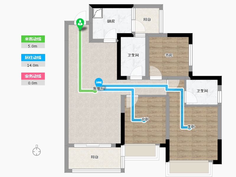 四川省-成都市-北辰鹿鸣院-82.00-户型库-动静线