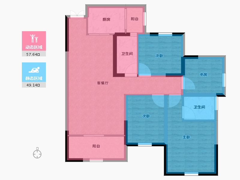 四川省-巴中市-容邦柏润四季城-95.16-户型库-动静分区