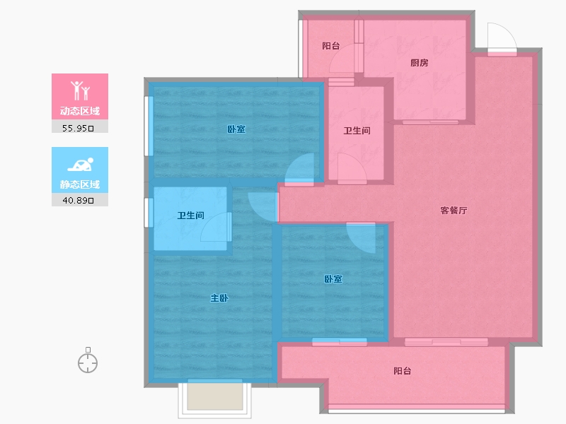 贵州省-遵义市-金科礼悦东方-85.66-户型库-动静分区