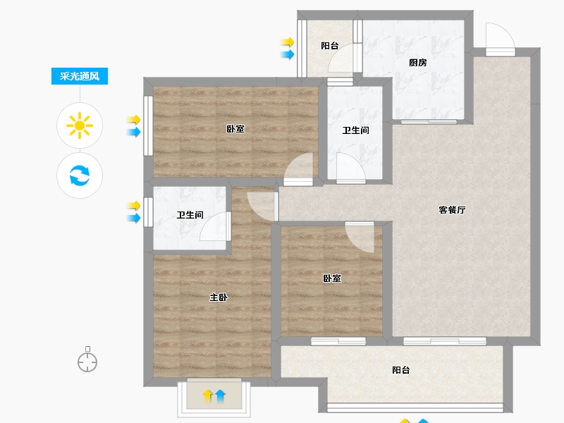 贵州省-遵义市-金科礼悦东方-85.66-户型库-采光通风