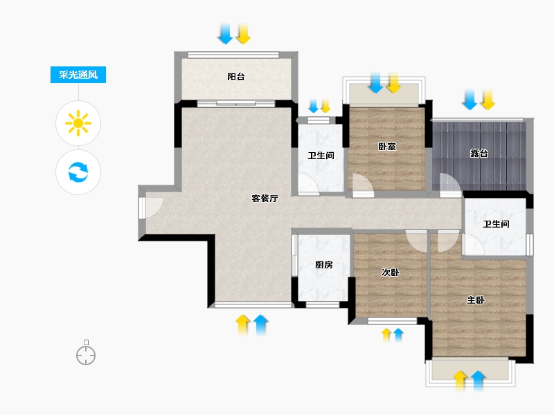 海南省-海口市-南海幸福汇三期-93.97-户型库-采光通风