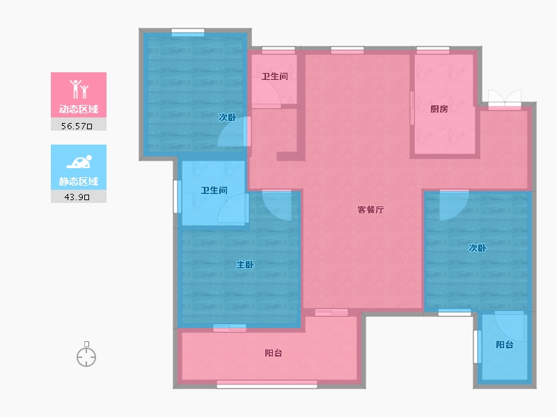 四川省-巴中市-平昌金域华府-89.89-户型库-动静分区