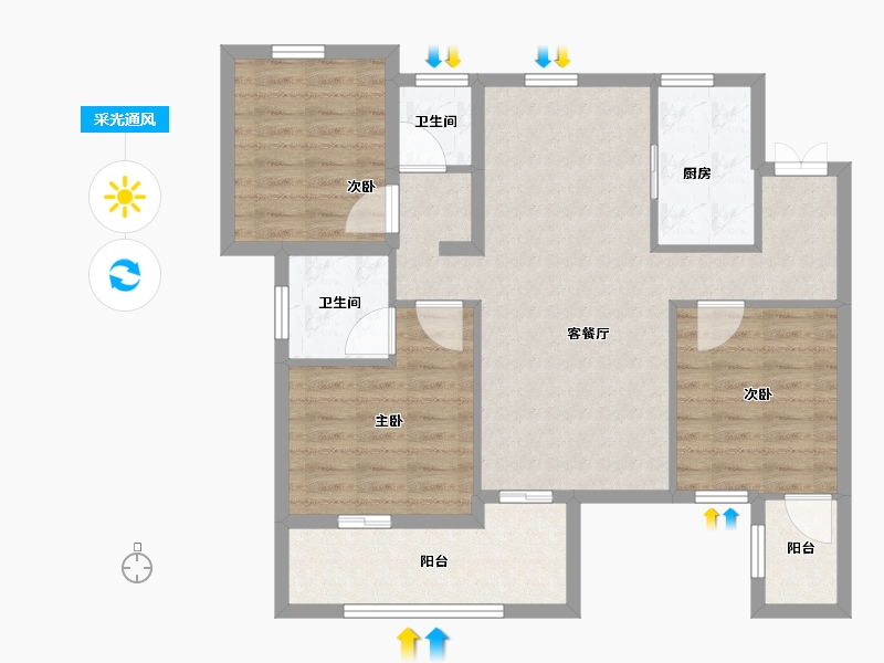 四川省-巴中市-平昌金域华府-89.89-户型库-采光通风