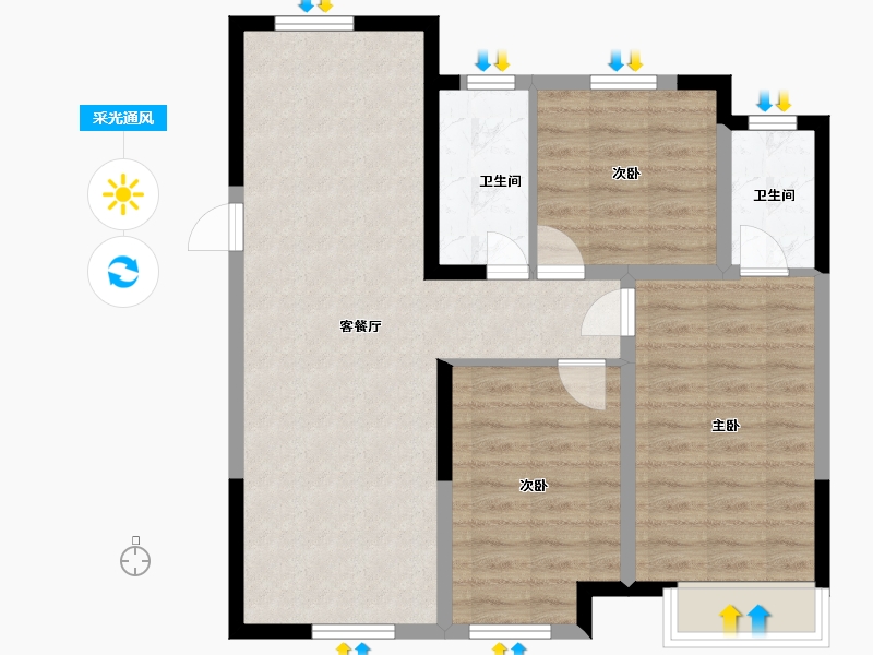 山东省-青岛市-中欧国际城-91.00-户型库-采光通风