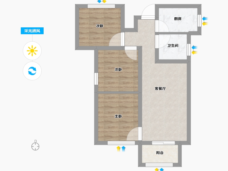 陕西省-宝鸡市-三迪金域中央3期-52.00-户型库-采光通风