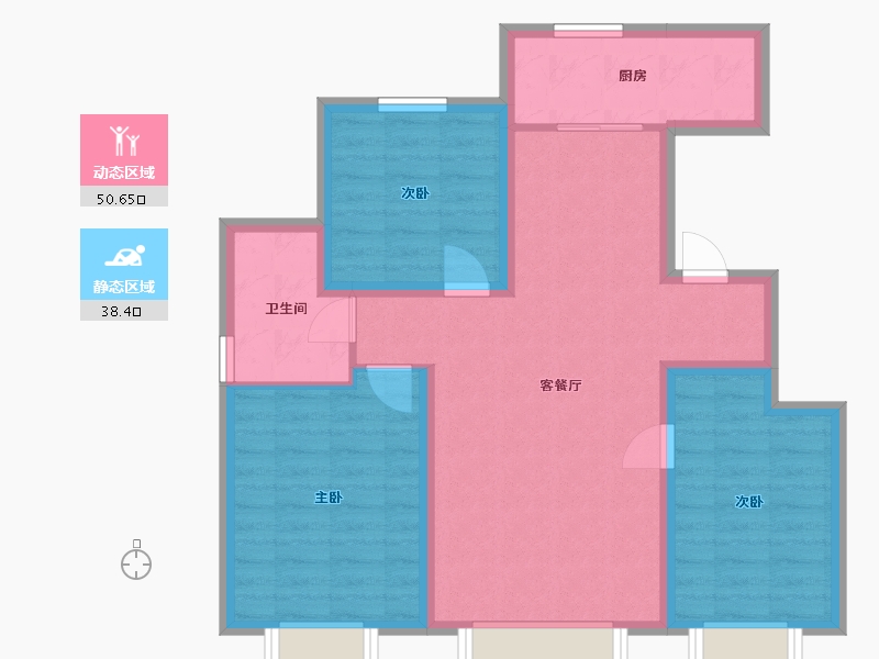 内蒙古自治区-赤峰市-都汇苑-107.00-户型库-动静分区