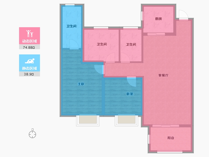 湖北省-黄冈市-荣信清江府-102.40-户型库-动静分区