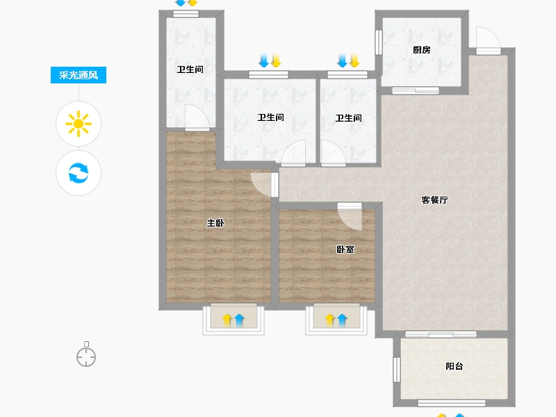 湖北省-黄冈市-荣信清江府-102.40-户型库-采光通风