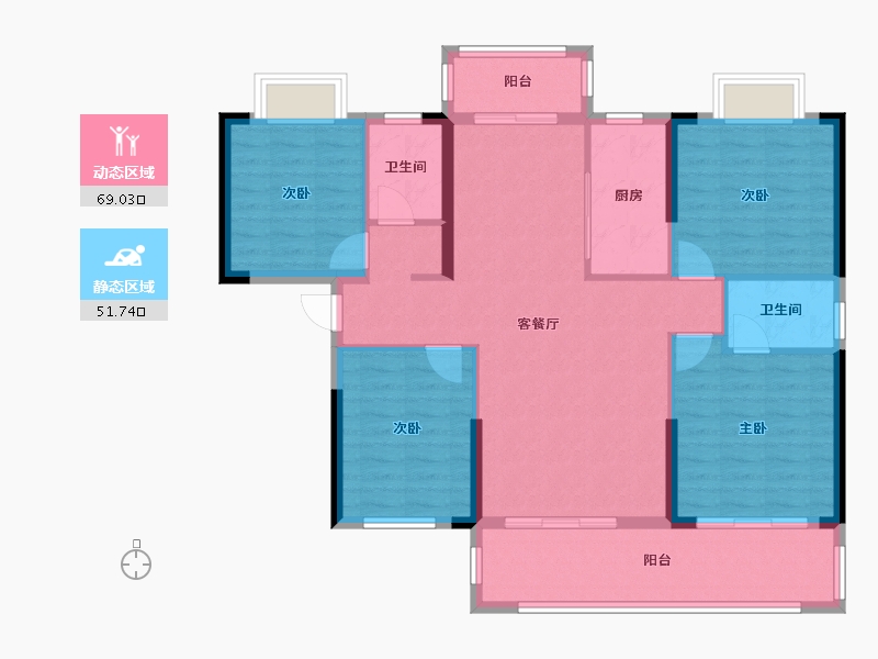 湖北省-孝感市-翡翠名都二期-106.00-户型库-动静分区