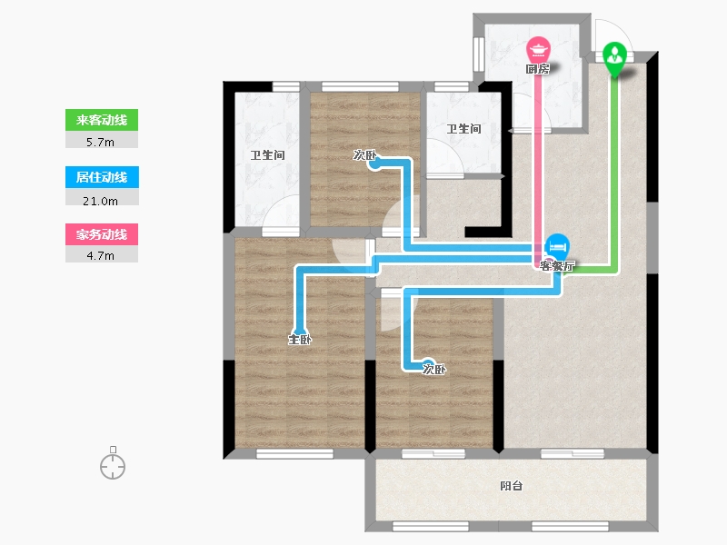 陕西省-宝鸡市-三迪金域中央3期-89.85-户型库-动静线