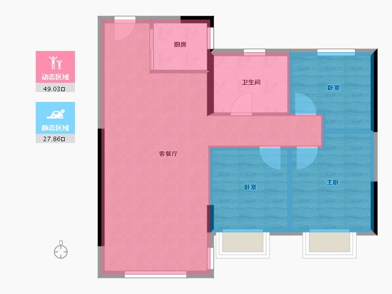 湖北省-黄石市-大冶当代阅MOMA-69.70-户型库-动静分区