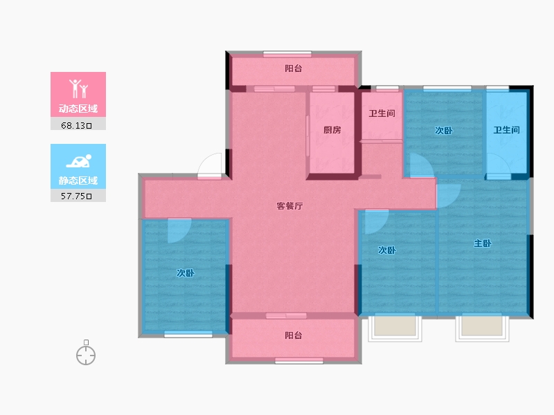 陕西省-宝鸡市-碧桂园学府壹号-113.05-户型库-动静分区